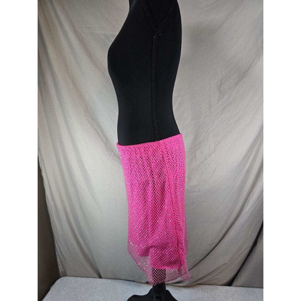 Sincerely Jules Skirt Womens L Large Cerise Mesh Overlay Rhinestone Lined Mini - Picture 2 of 5
